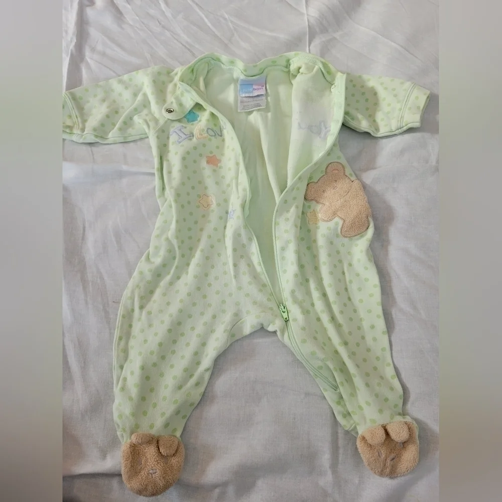 Just Born VTG green teddy bear 